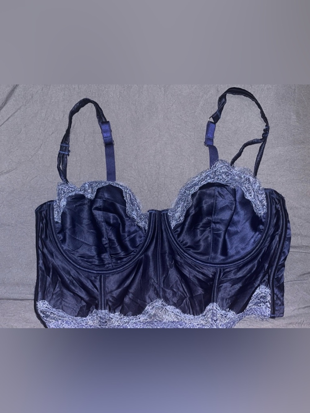 Victoria's Secret Navy Satin Lace Balconette Bra